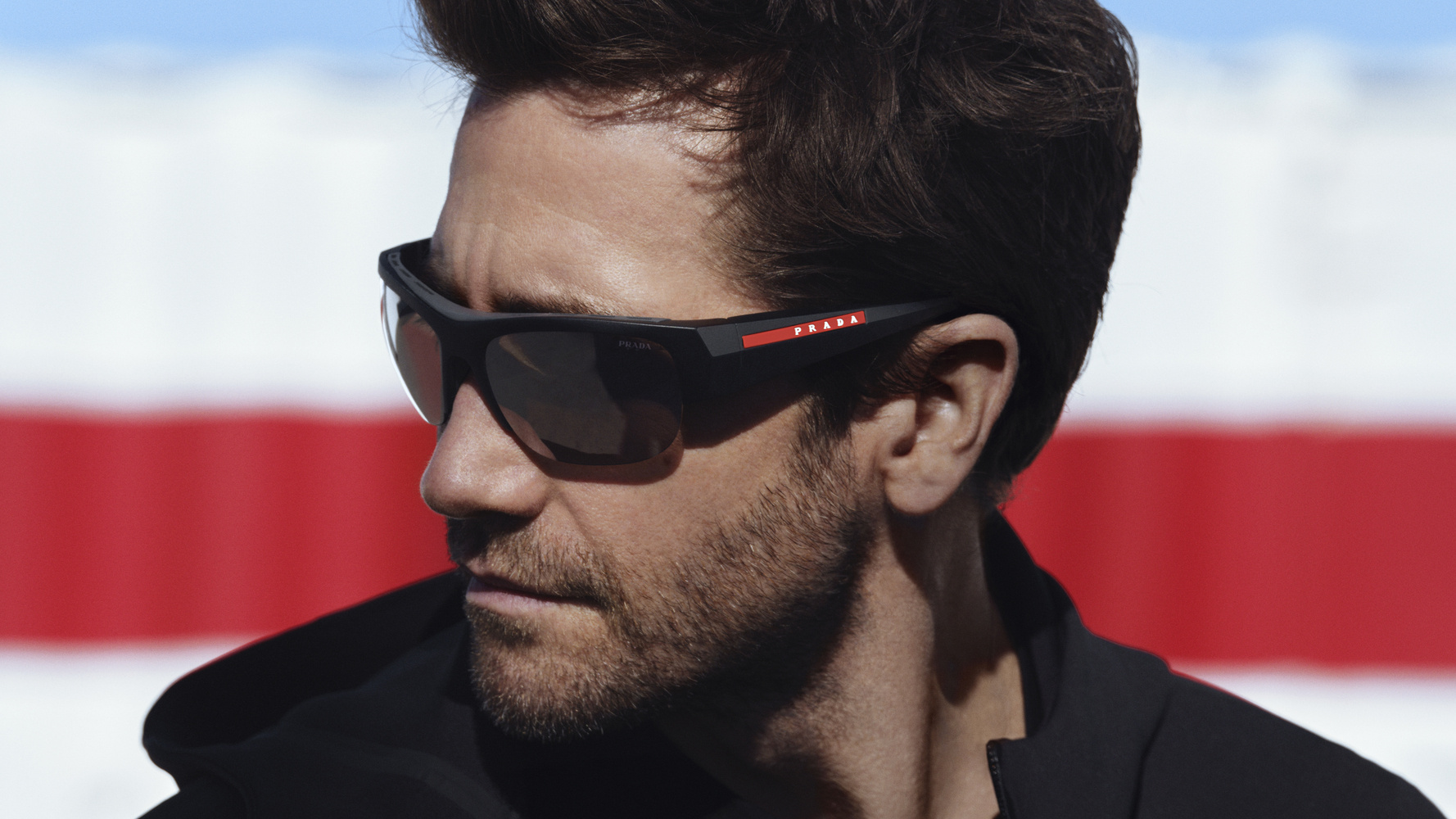 In the midst of the action Prada Linea Rossa Eyewear 2024 campaign with Jake Gyllenhaal Milan Optical Fair MIDO Eyewear Show